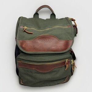 Orvis Battenkill Canvas & Leather Backpack Forest Green Classic Gorpcore 2008